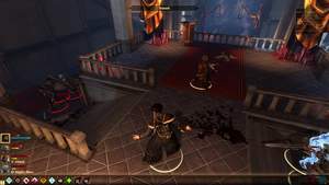 Dragon Age 2 : Petrice Gefolge startet einen Angriff. Auf der Treppe ist es eng, was es leicht macht, die schwächlichen Gegner auszuschalten.