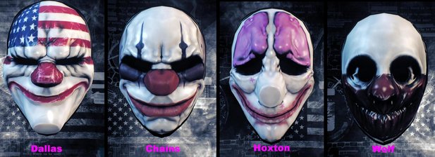 These masks from the Payday games are just a fraction of the ones you can pull up in the game.